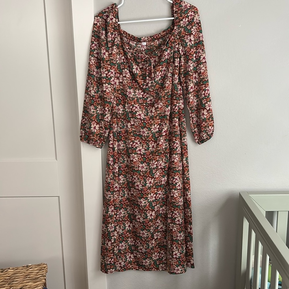SHEIN Long Sleeve Midi dress with side slit